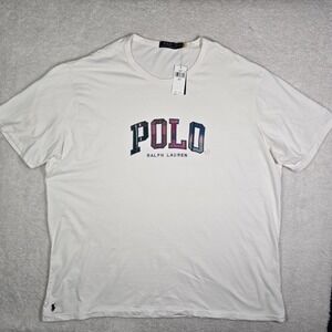 Polo Ralph Lauren Mens 4XLT White T Shirt Embroidered Logo Blue Pony Cotton $80